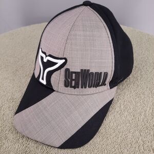 SeaWorld 3d Whale Tail Black Baseball Hat Cap Adjustable Strap Back